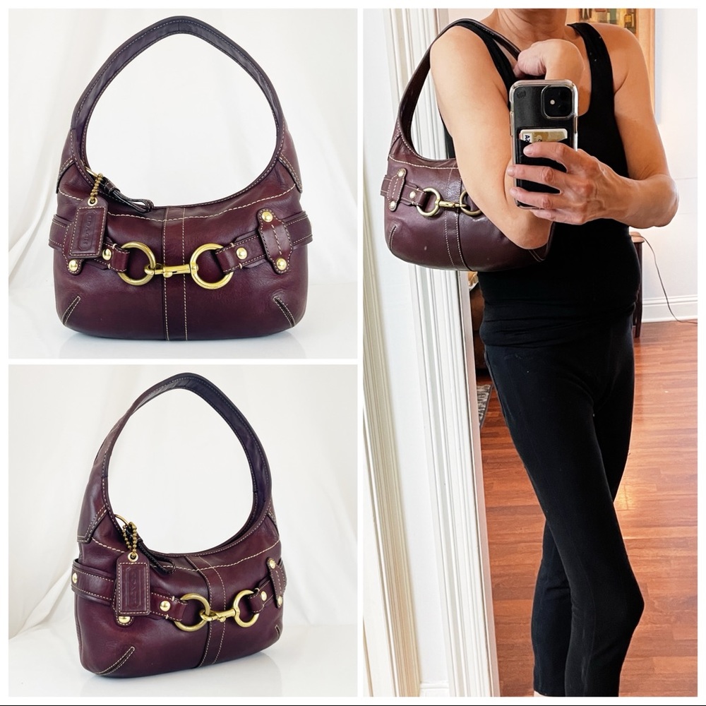 Coach Legacy Oxblood Leather Small Belted Ergo Hobo Shoulder Bag